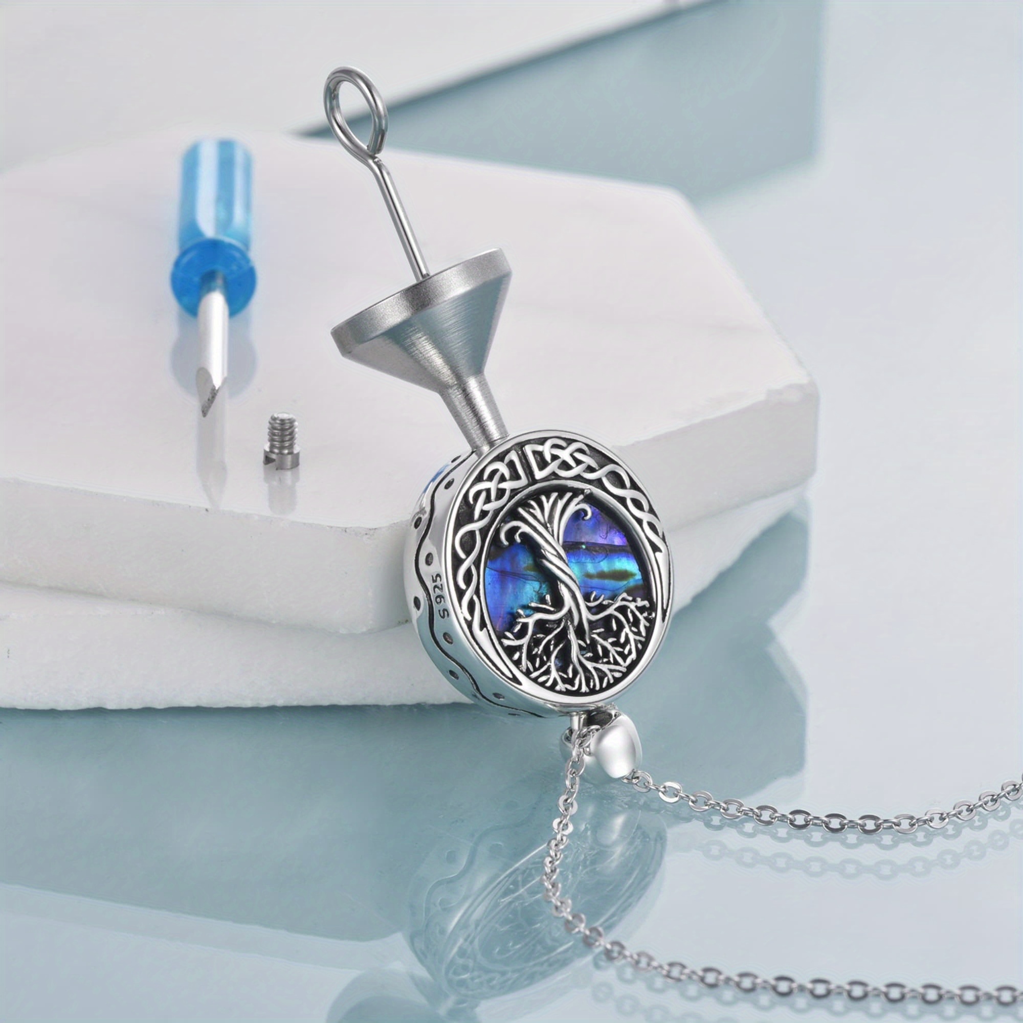 Women's 925 Sterling Silver Tree of Life Urn Necklace
